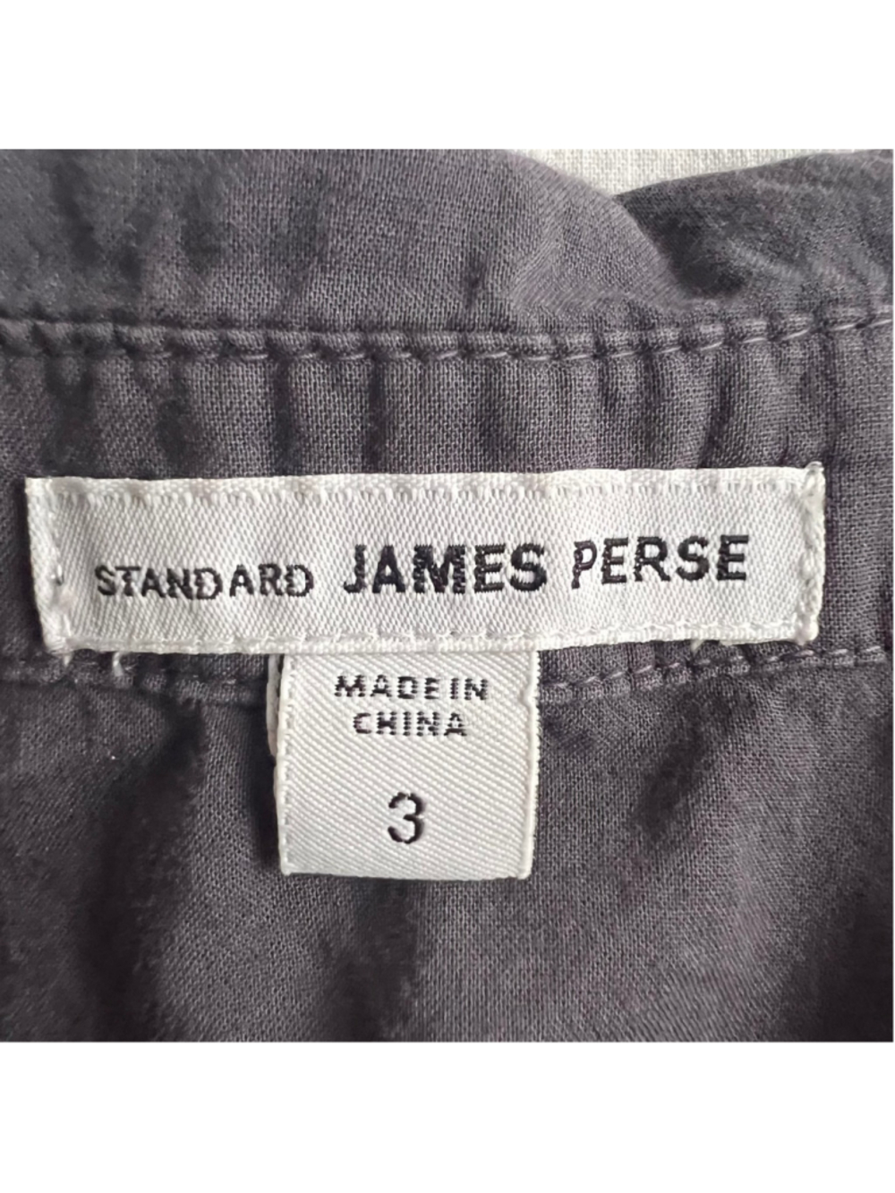 James Perse Standard Charcoal Button Front Utility Shirt Stretch Side Size 3 - Picture 6 of 11